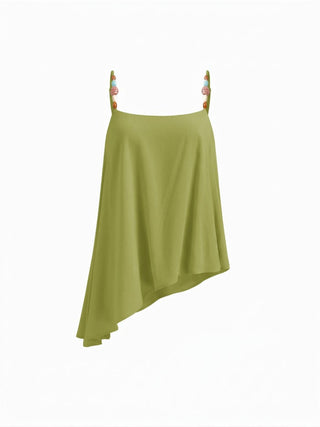 Linen-blend Asymmetrical Cami Top & Mid Rise Wide Leg Oversized Trousers Set