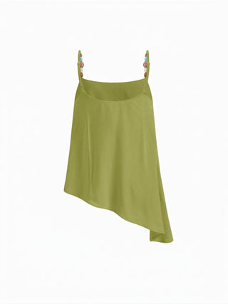 Linen-blend Asymmetrical Cami Top & Mid Rise Wide Leg Oversized Trousers Set