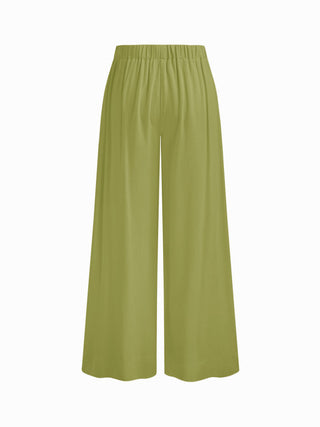 Linen-blend Asymmetrical Cami Top & Mid Rise Wide Leg Oversized Trousers Set