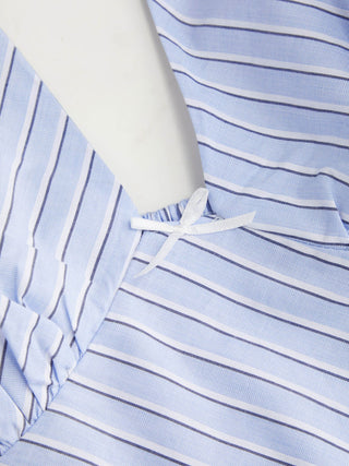 Cotton Striped Halter Neck Ruched Bowknot Cami Blouse