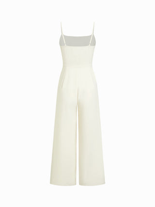Stand Collar Asymmetrical Cloak Sleeve Mid Rise Wide Leg Jumpsuit