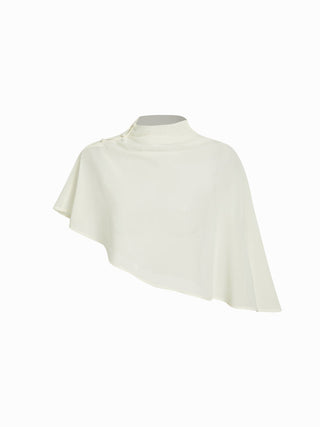 Stand Collar Asymmetrical Cloak Sleeve Mid Rise Wide Leg Jumpsuit