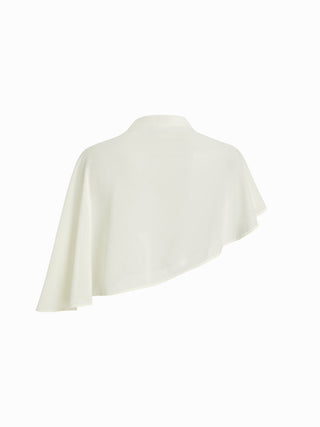 Stand Collar Asymmetrical Cloak Sleeve Mid Rise Wide Leg Jumpsuit