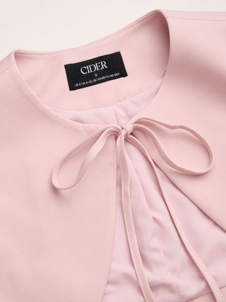 Puff Sleeve Bowknot Shrug & Mid Rise A-line Mini Dress Set