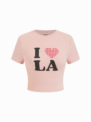 I LOVE LA Graphic Cotton-blend Crop Tee