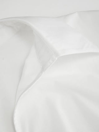 Cotton-blend Puff Sleeve Drawstring Bubble Hem Shirt Mini Dress