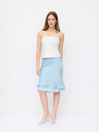 Satin Low Rise Mermaid Midi Skirt