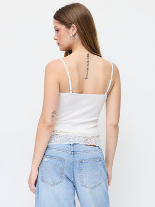 High Stretch Square Neck Lace Panel Cami Top