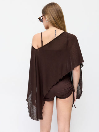 Textured Boat Neck High Rise Drawstring Slim Romper With Scarf