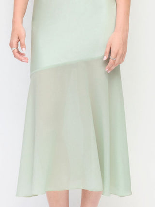 Satin Cowl Neck Ruched Criss Cross Mermaid Maxi Dress