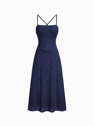 Jacquard Floral Tie Back A-line Maxi Dress