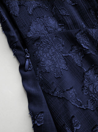 Jacquard Floral Tie Back A-line Maxi Dress
