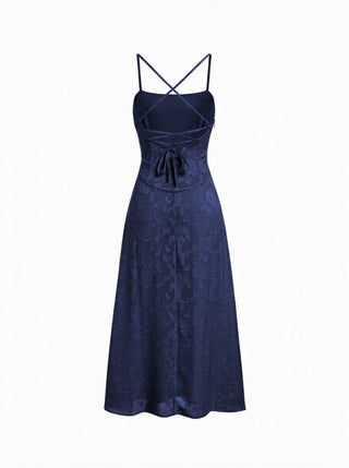 Jacquard Floral Tie Back A-line Maxi Dress