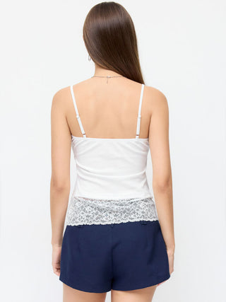 High Stretch Square Neck Lace Panel Cami Top