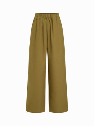 Linen-blend Boat Neck Knotted Top & Mid Rise Capri Straight Leg Trousers Set