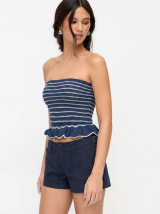 Cotton-blend Crochet Bandeau Knitted Scallop Hem Crop Top