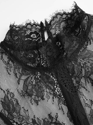 Lace Round Neckline A-line Mini Dress