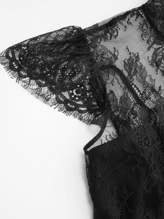 Lace Round Neckline A-line Mini Dress