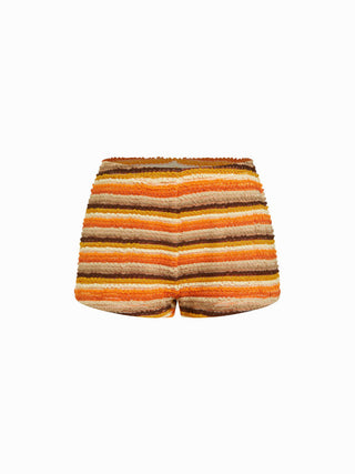 Textured Mid Rise Striped Micro Shorts