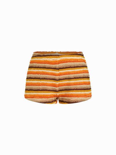 Textured Mid Rise Striped Micro Shorts