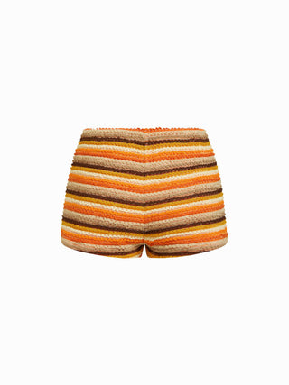 Textured Mid Rise Striped Micro Shorts