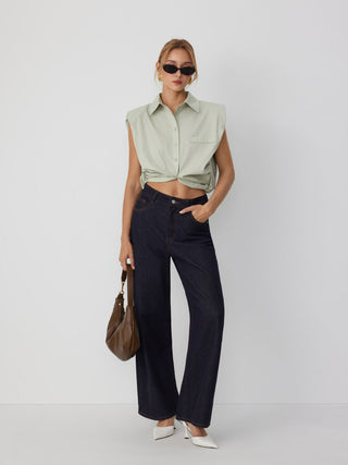 Cotton Short Sleeve Bolero Crop Shirt