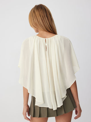 Chiffon Batwing Sleeve Cut Out Oversized Blouse