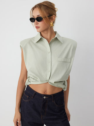 Cotton Short Sleeve Bolero Crop Shirt