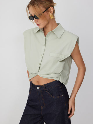 Cotton Short Sleeve Bolero Crop Shirt