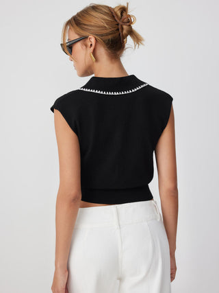Knit Contrasting V-neck Vest