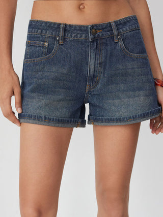 Denim Low Rise  Shorts