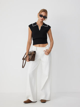 Knit Contrasting V-neck Vest