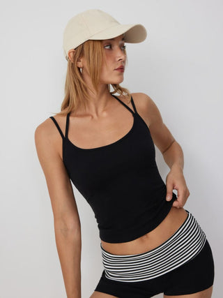 Cotton-blend Halter Neck Double Strap Cami Top