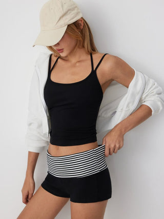 Cotton-blend Halter Neck Double Strap Cami Top