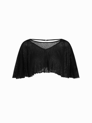 See-Through Ruffle Poncho With Tank Top