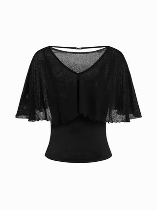See-Through Ruffle Poncho With Tank Top