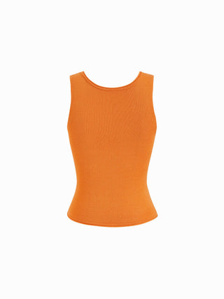 Knit Linen-blend Floral Graphic Jacquard Tank Top