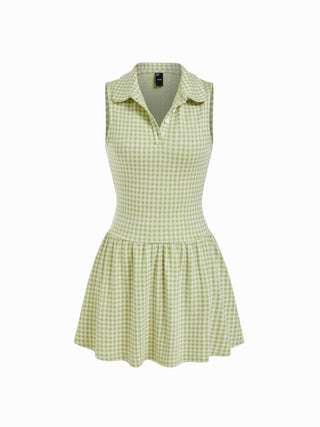 Gingham Polo Neck A-line Mini Dress
