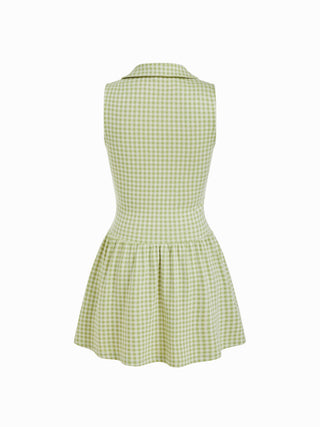 Gingham Polo Neck A-line Mini Dress