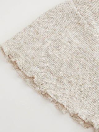 Knit Linen-blend Ruffle Sleeve Lettuce Trim Oversized Top
