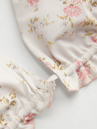 Floral Ruffle Trim Triangle Halter Bikini Set