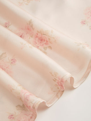 Satin V Neck Floral Mermaid Maxi Dress with Shoulder Bowknot
