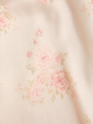 Satin V Neck Floral Mermaid Maxi Dress with Shoulder Bowknot