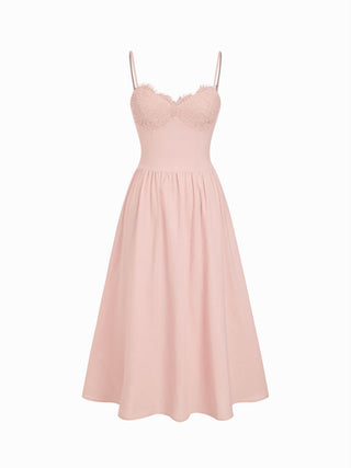 Lace Sweetheart Corset Flare Midi Dress