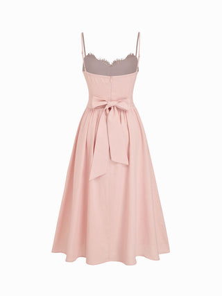 Lace Sweetheart Corset Flare Midi Dress