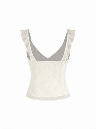 V Neck Ruffle Cami Top Sleeveless Blouse