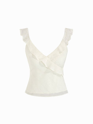 V Neck Ruffle Cami Top Sleeveless Blouse
