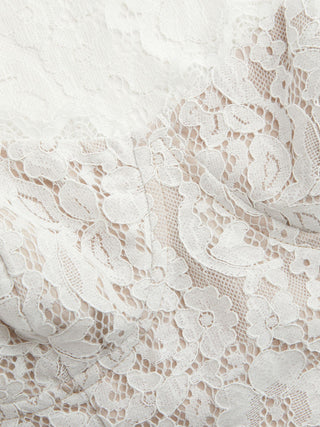 Cotton-blend Lace Scoop Neckline Short Sleeve Top