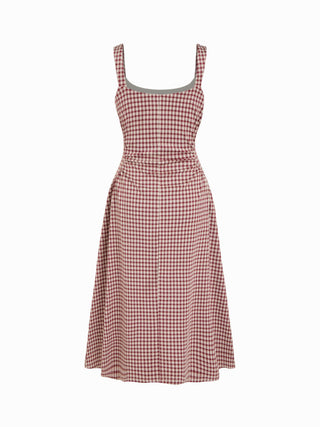 Scoop Neck Ruched A-line Midi Dress
