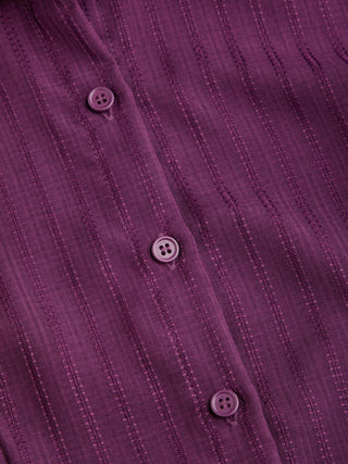 Polo Collar Texture Button Up Shirt